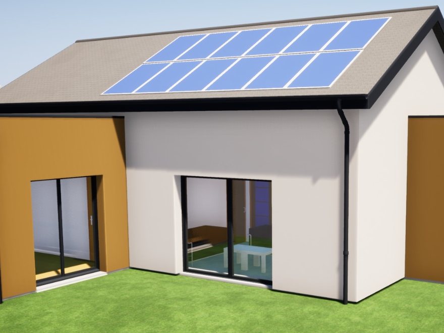Vue 3D de la maison en construction à Préaux